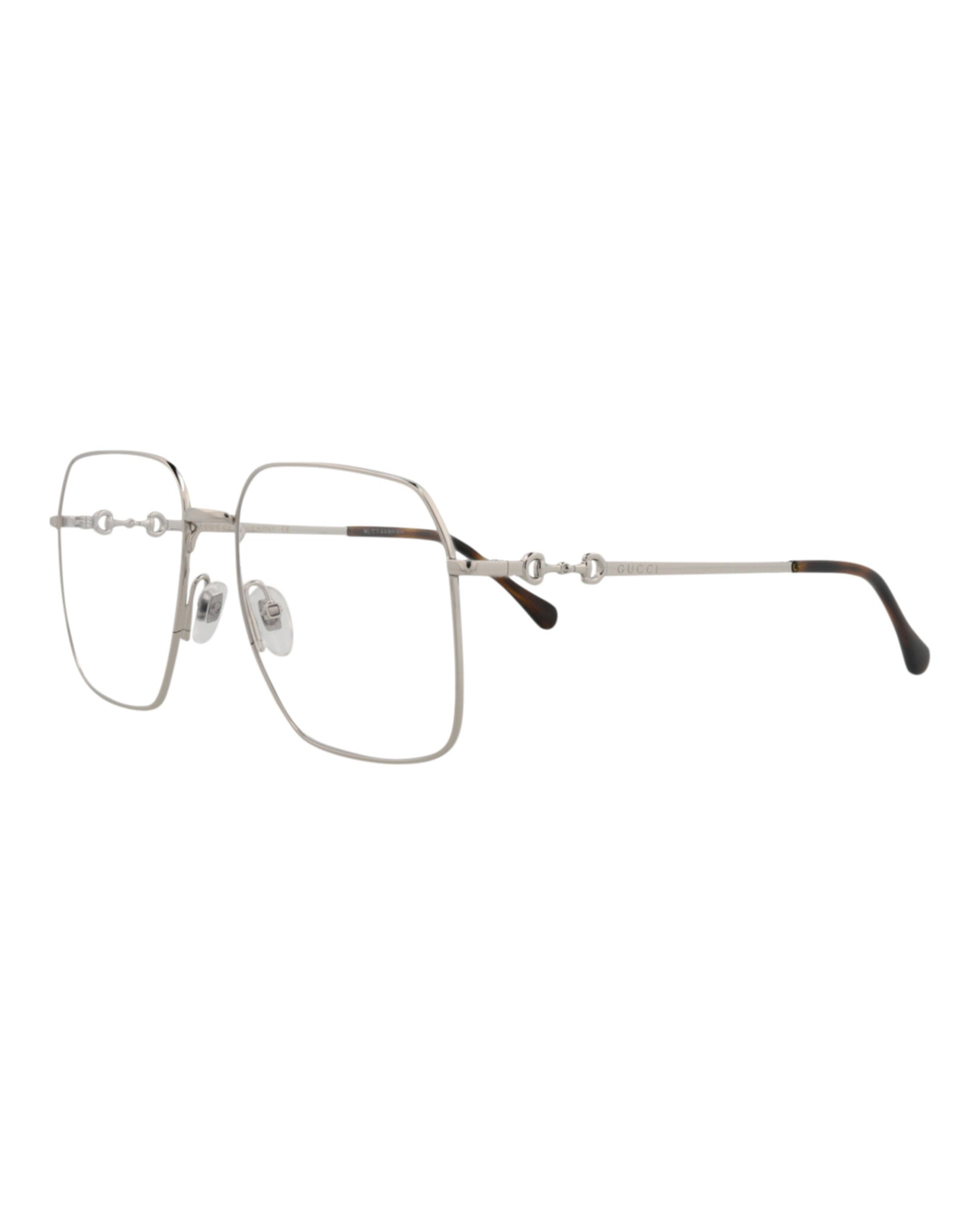 Gucci Unisex Square/Rectangle Silver Silver Transparent Fashion Designer Eyewear