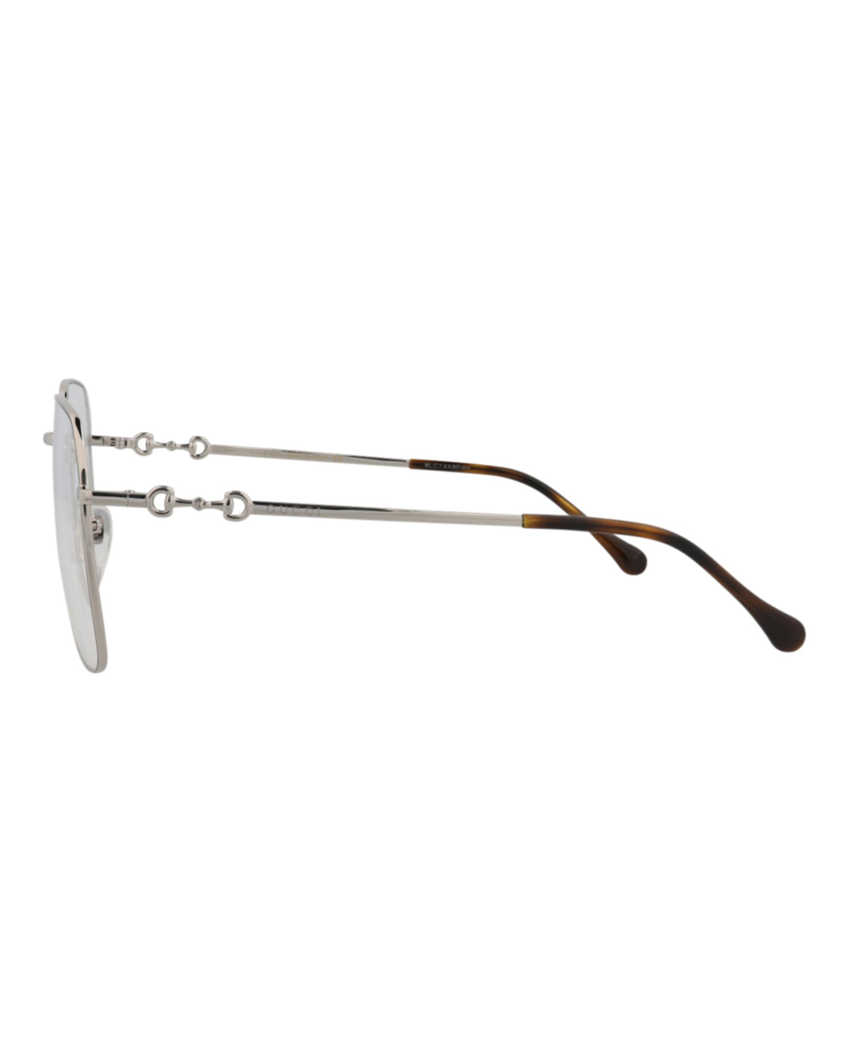 Gucci Unisex Square/Rectangle Silver Silver Transparent Fashion Designer Eyewear