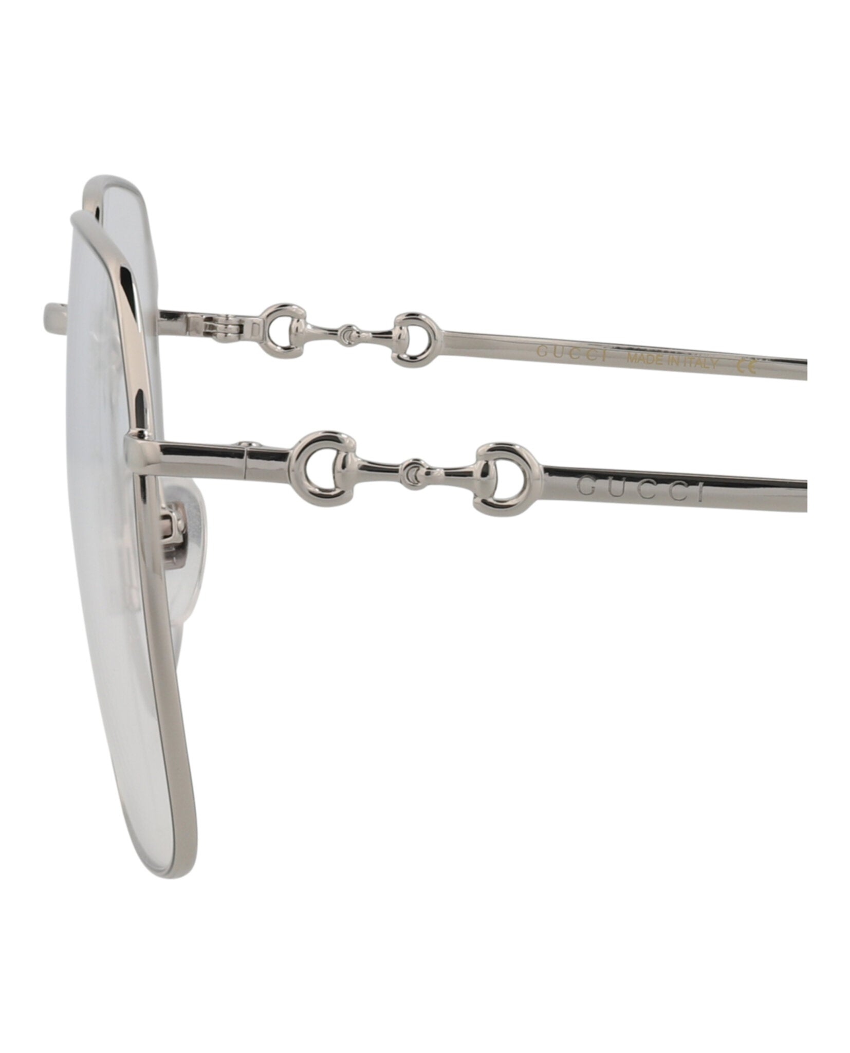 Gucci Unisex Square/Rectangle Silver Silver Transparent Fashion Designer Eyewear
