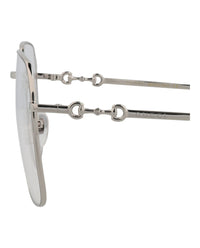 Gucci Unisex Square/Rectangle Silver Silver Transparent Fashion Designer Eyewear