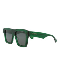 Gucci Mens Square/Rectangle Green Green Grey Fashion Designer Eyewear