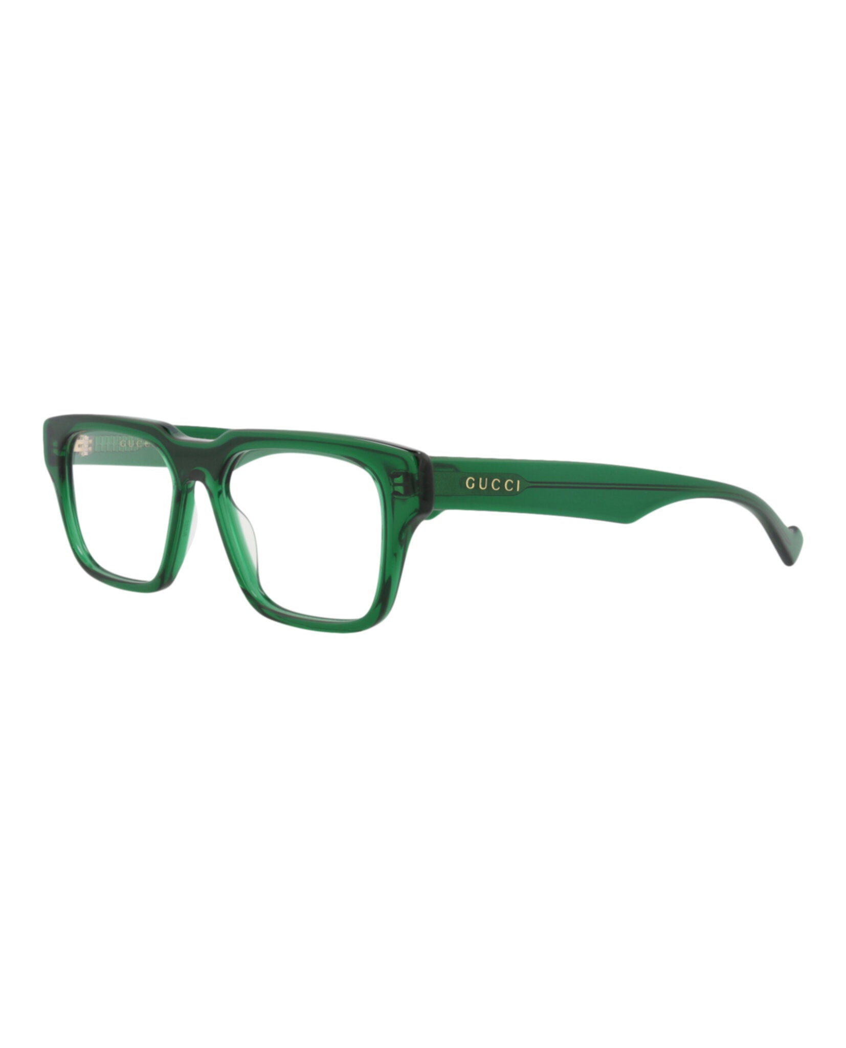 Gucci Gucci Mens Square/Rectangle Green Green Transparent Fashion Designer Eyewear