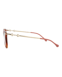 Gucci Womens Square/Rectangle Havana Gold Transparent Fashion Designer Eyewear