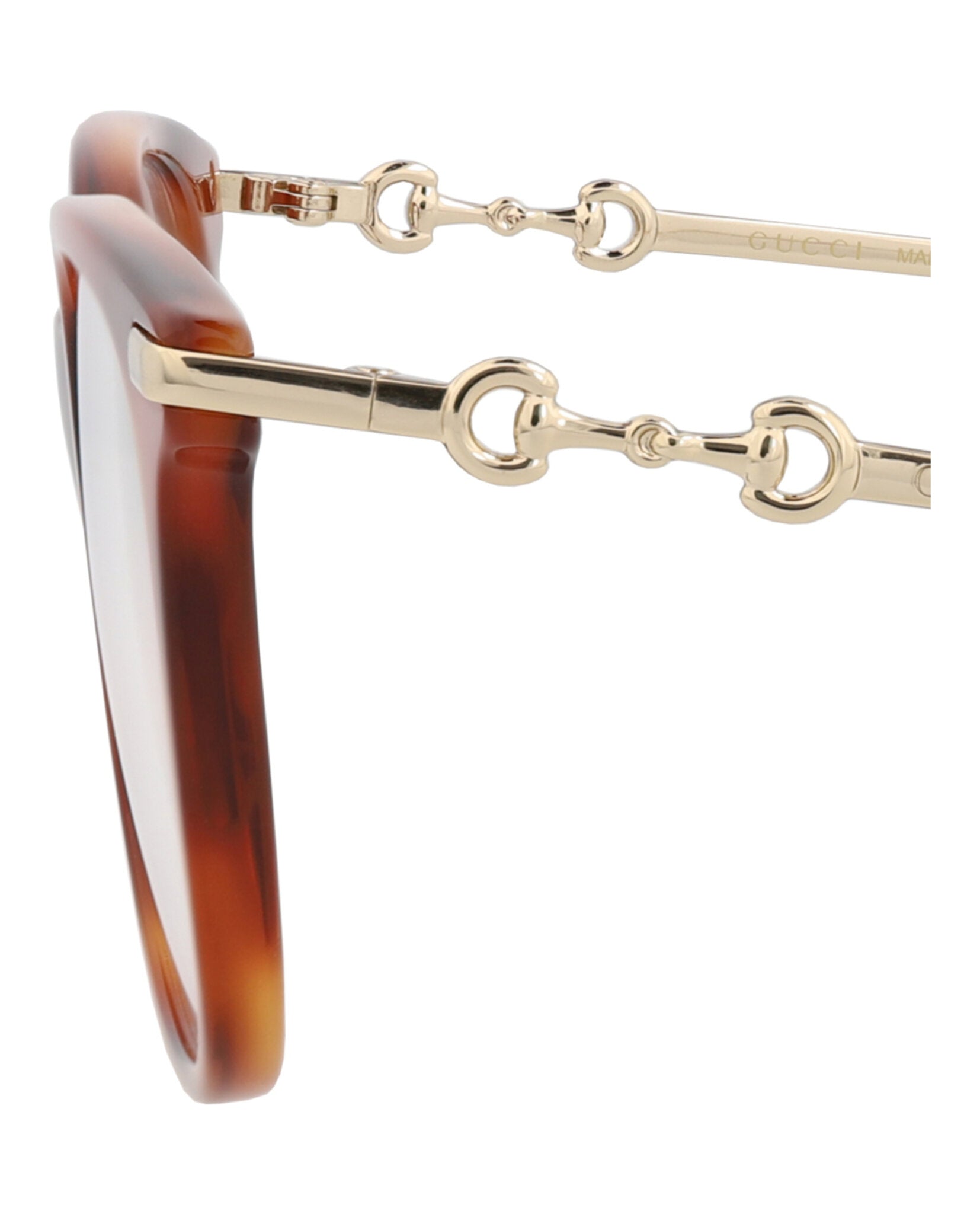 Gucci Womens Square/Rectangle Havana Gold Transparent Fashion Designer Eyewear
