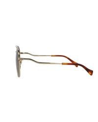 Gucci Womens Aviator Gold Gold Brown Fashion Designer Eyewear