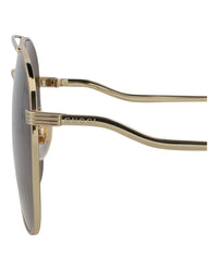 Gucci Womens Aviator Gold Gold Brown Fashion Designer Eyewear
