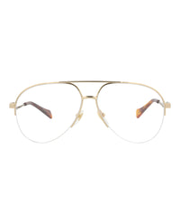 Gucci Gucci Womens Aviator Gold Gold Transparent Fashion Designer Eyewear