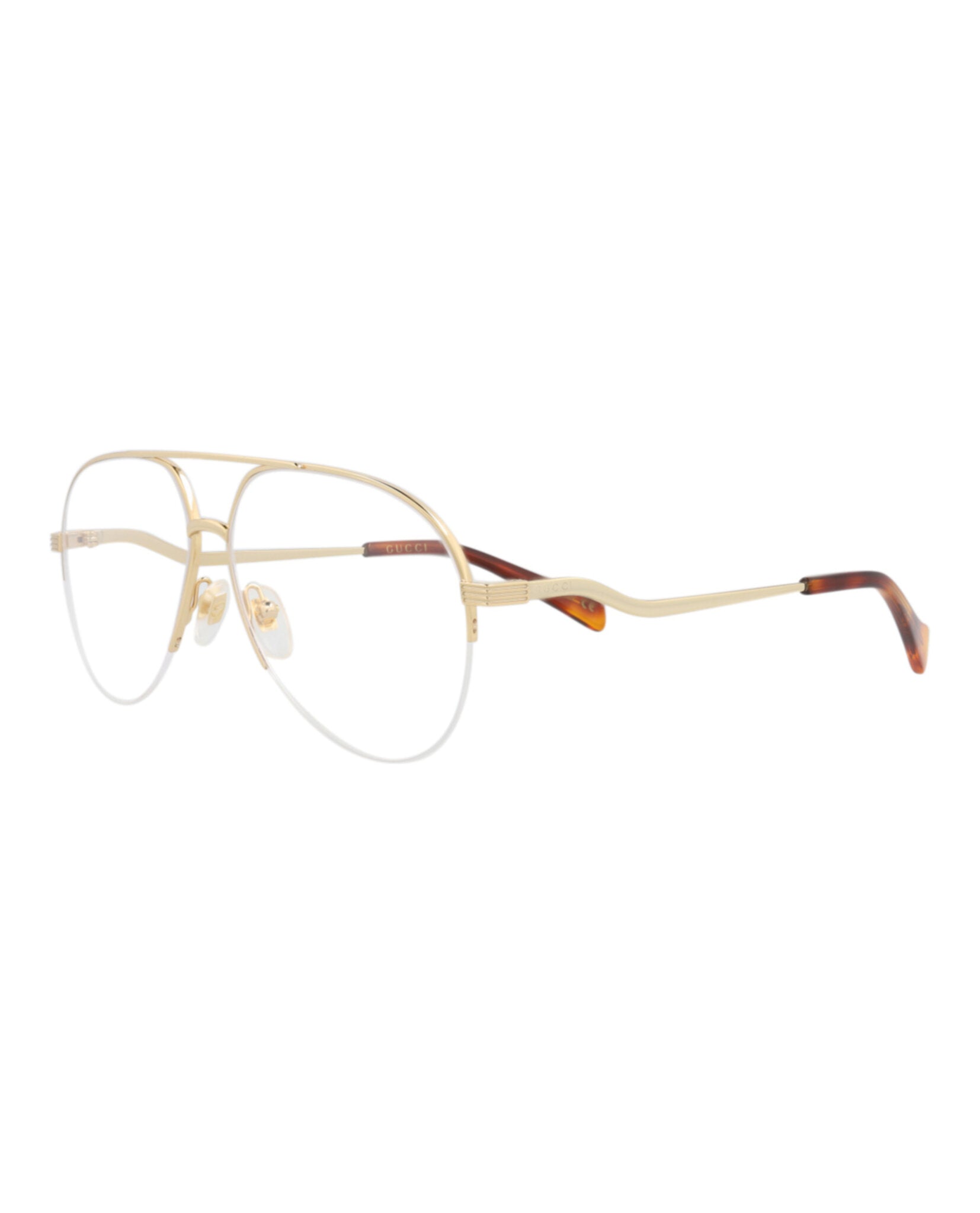 Gucci Gucci Womens Aviator Gold Gold Transparent Fashion Designer Eyewear