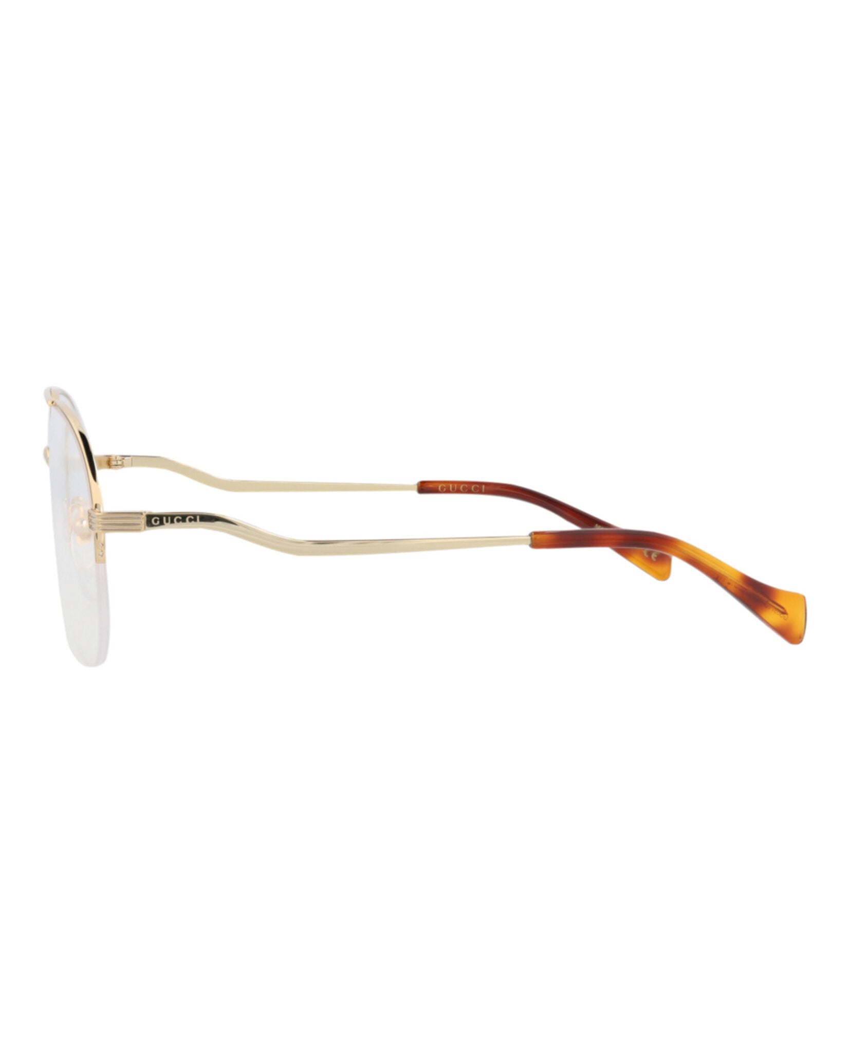 Gucci Gucci Womens Aviator Gold Gold Transparent Fashion Designer Eyewear