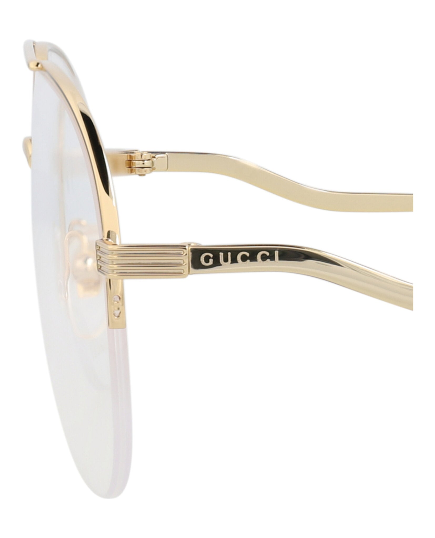 Gucci Gucci Womens Aviator Gold Gold Transparent Fashion Designer Eyewear