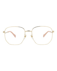 Gucci Gucci Womens Square/Rectangle Gold Gold Transparent Fashion Designer Eyewear