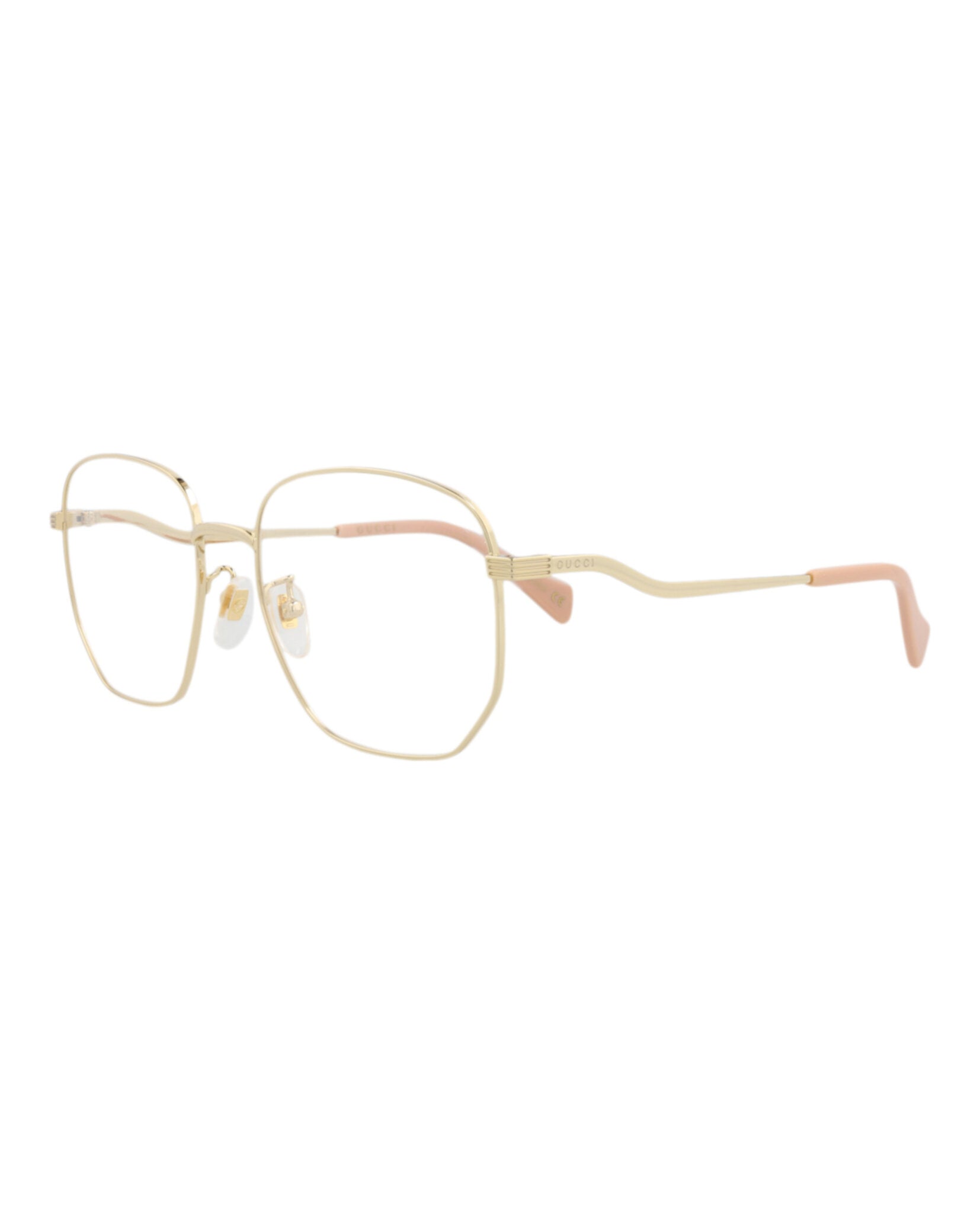 Gucci Gucci Womens Square/Rectangle Gold Gold Transparent Fashion Designer Eyewear