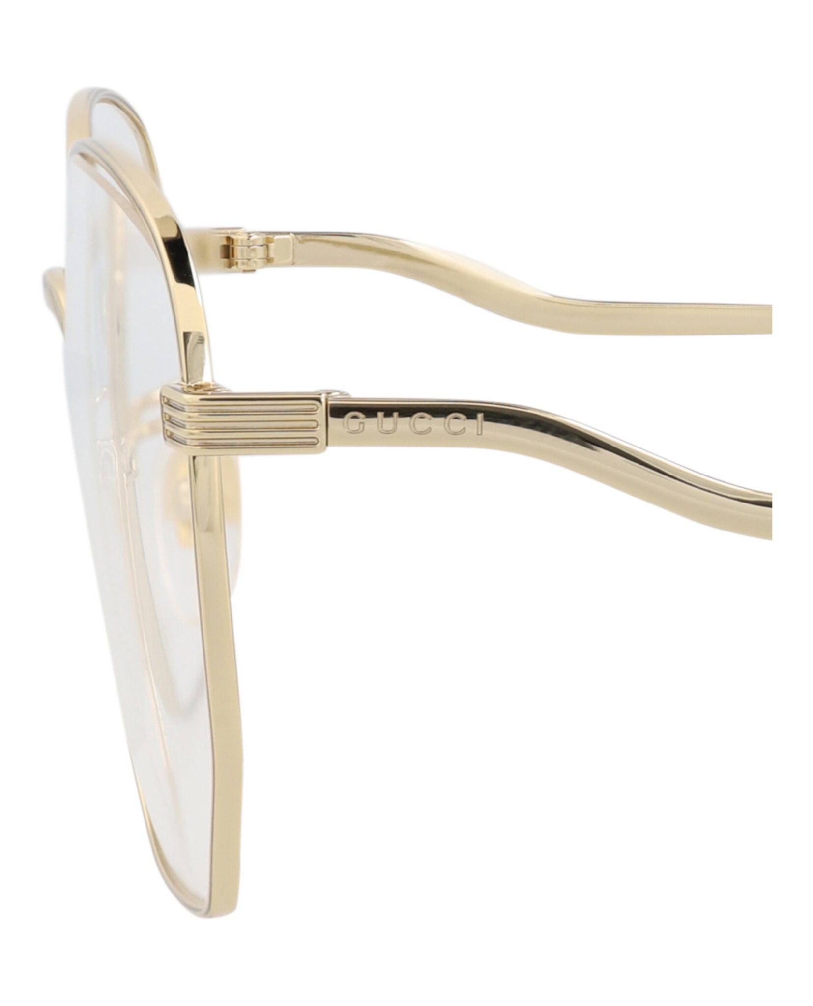 Gucci Gucci Womens Square/Rectangle Gold Gold Transparent Fashion Designer Eyewear