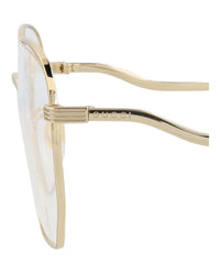 Gucci Gucci Womens Square/Rectangle Gold Gold Transparent Fashion Designer Eyewear