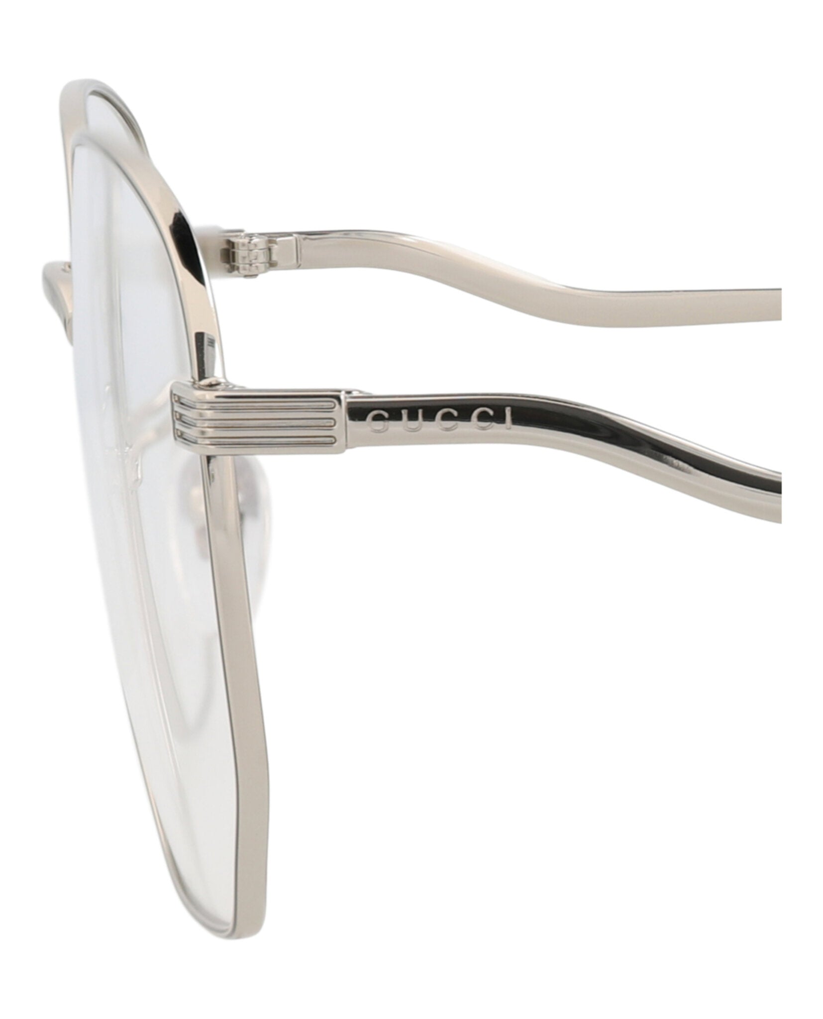 Gucci Womens Square/Rectangle Silver Silver Transparent Fashion Designer Eyewear