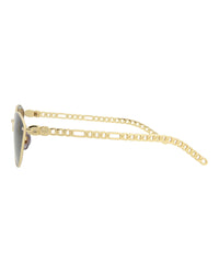Gucci Womens Cat Eye Gold Gold Grey Fashion Designer Eyewear