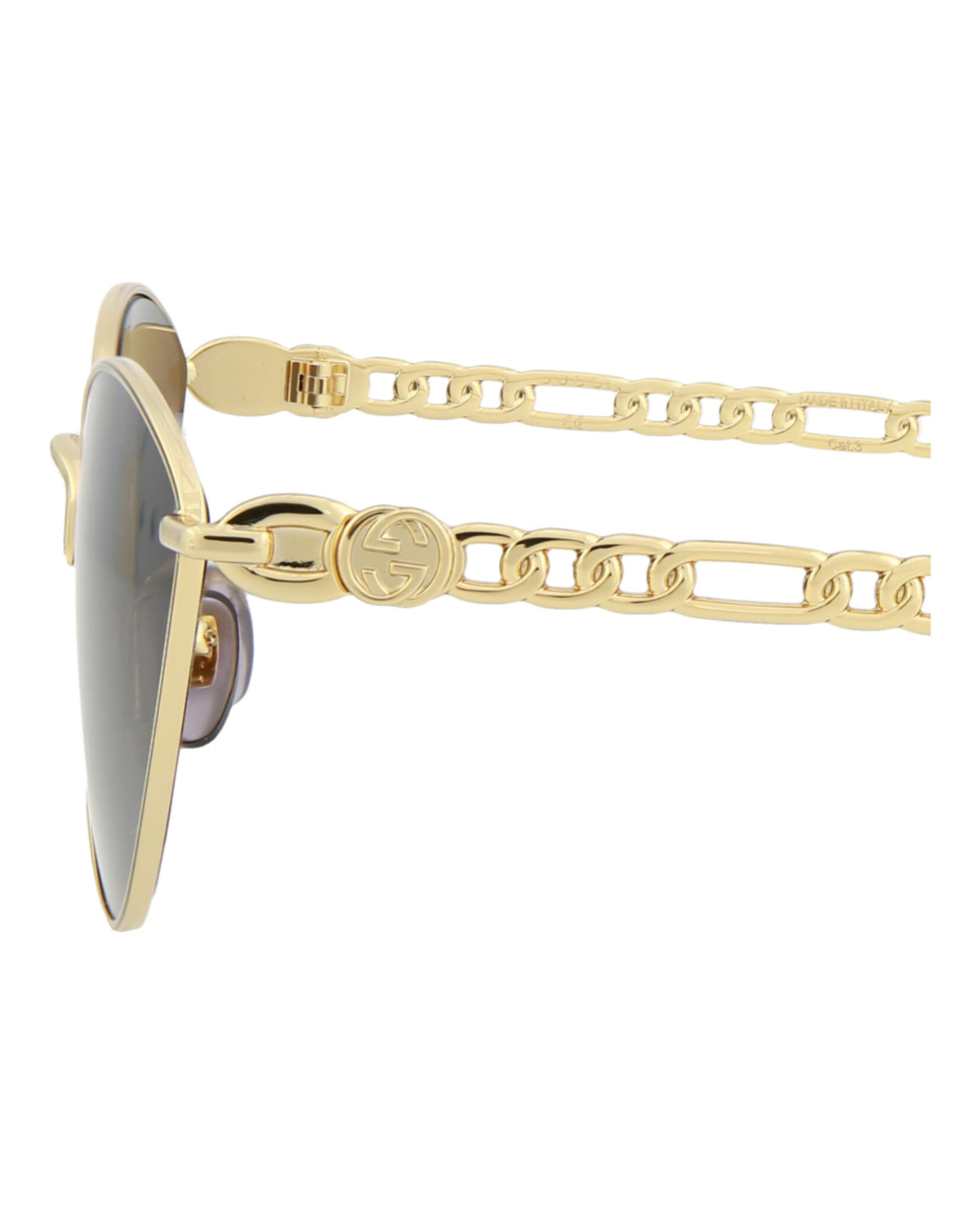 Gucci Womens Cat Eye Gold Gold Grey Fashion Designer Eyewear