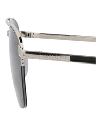Gucci Mens Aviator Silver Silver Grey Fashion Designer Eyewear