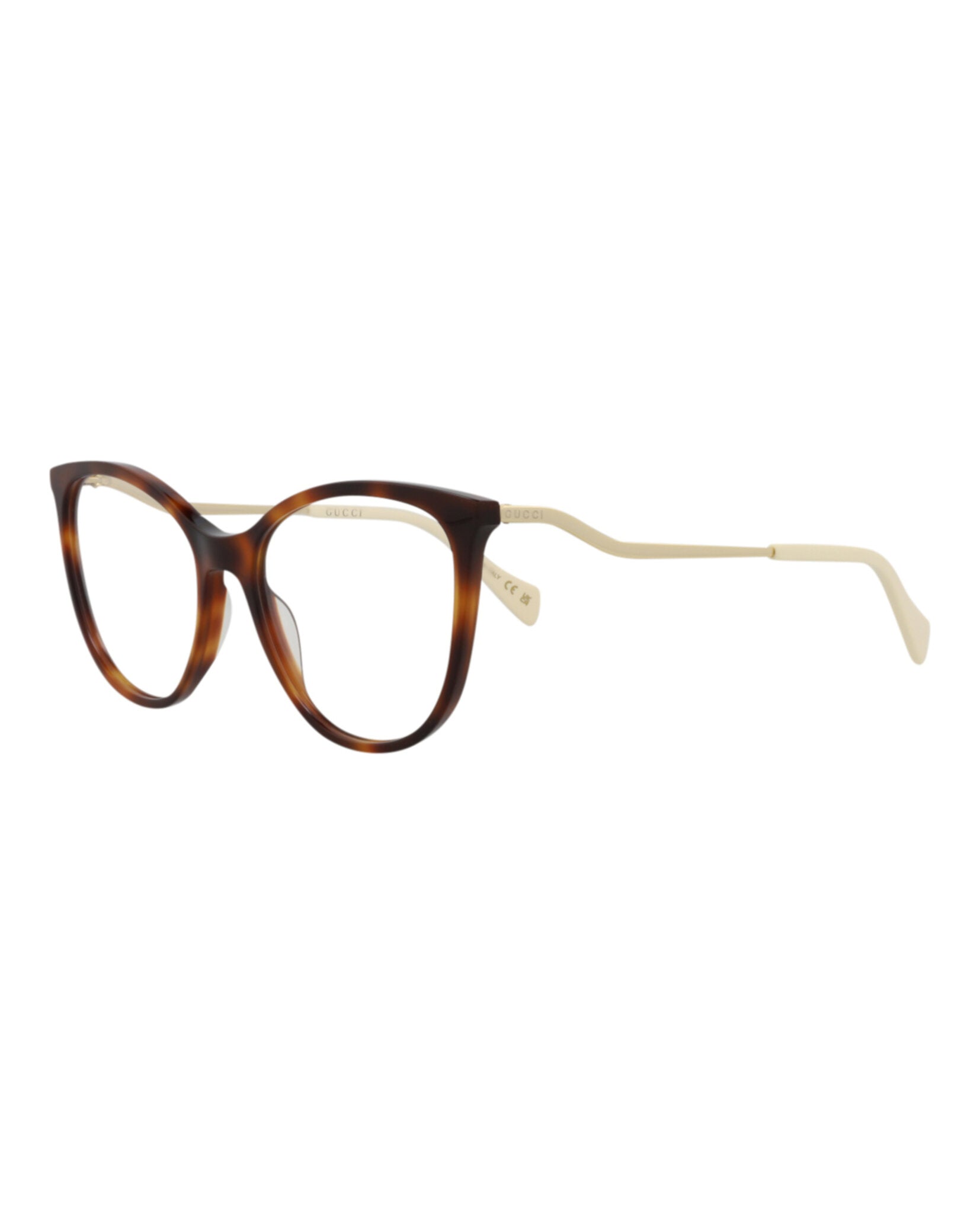 Gucci Womens Cat Eye Havana Gold Transparent Fashion Designer Eyewear