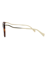 Gucci Womens Cat Eye Havana Gold Transparent Fashion Designer Eyewear