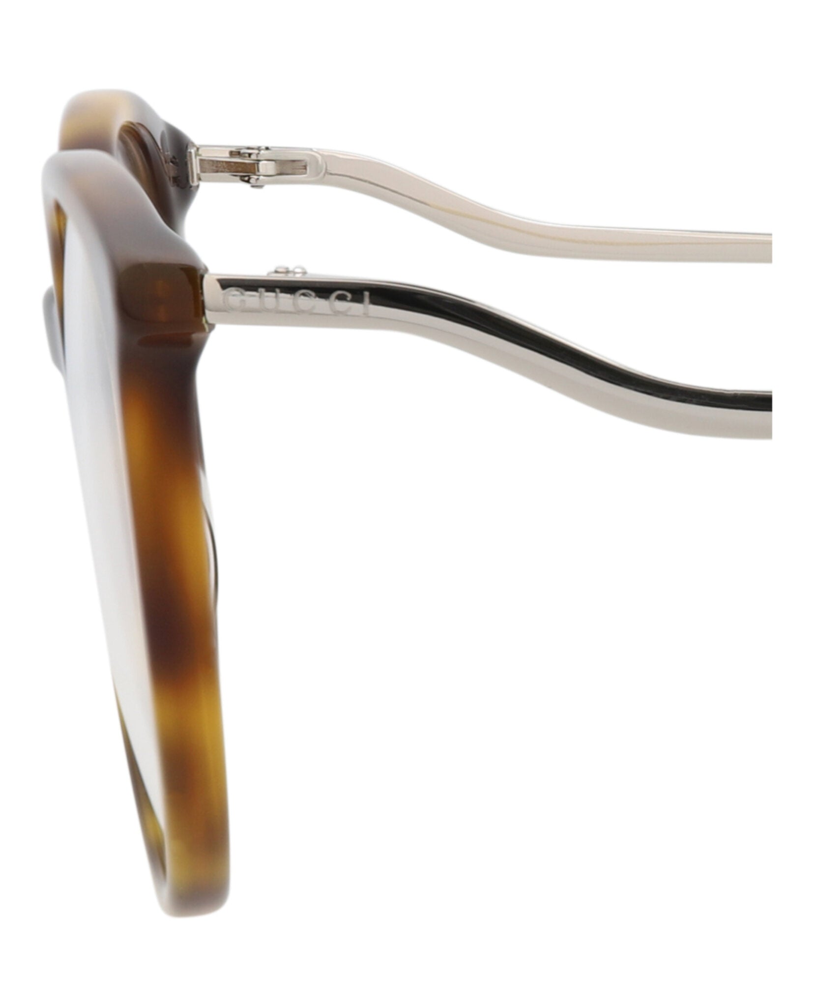 Gucci Womens Round/Oval Havana Silver Transparent Fashion Designer Eyewear