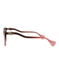 Gucci Womens Cat Eye Burgundy Burgundy Transparent Fashion Designer Eyewear