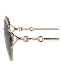 Gucci Gucci Womens Round/Oval Gold Gold Grey Fashion Designer Eyewear