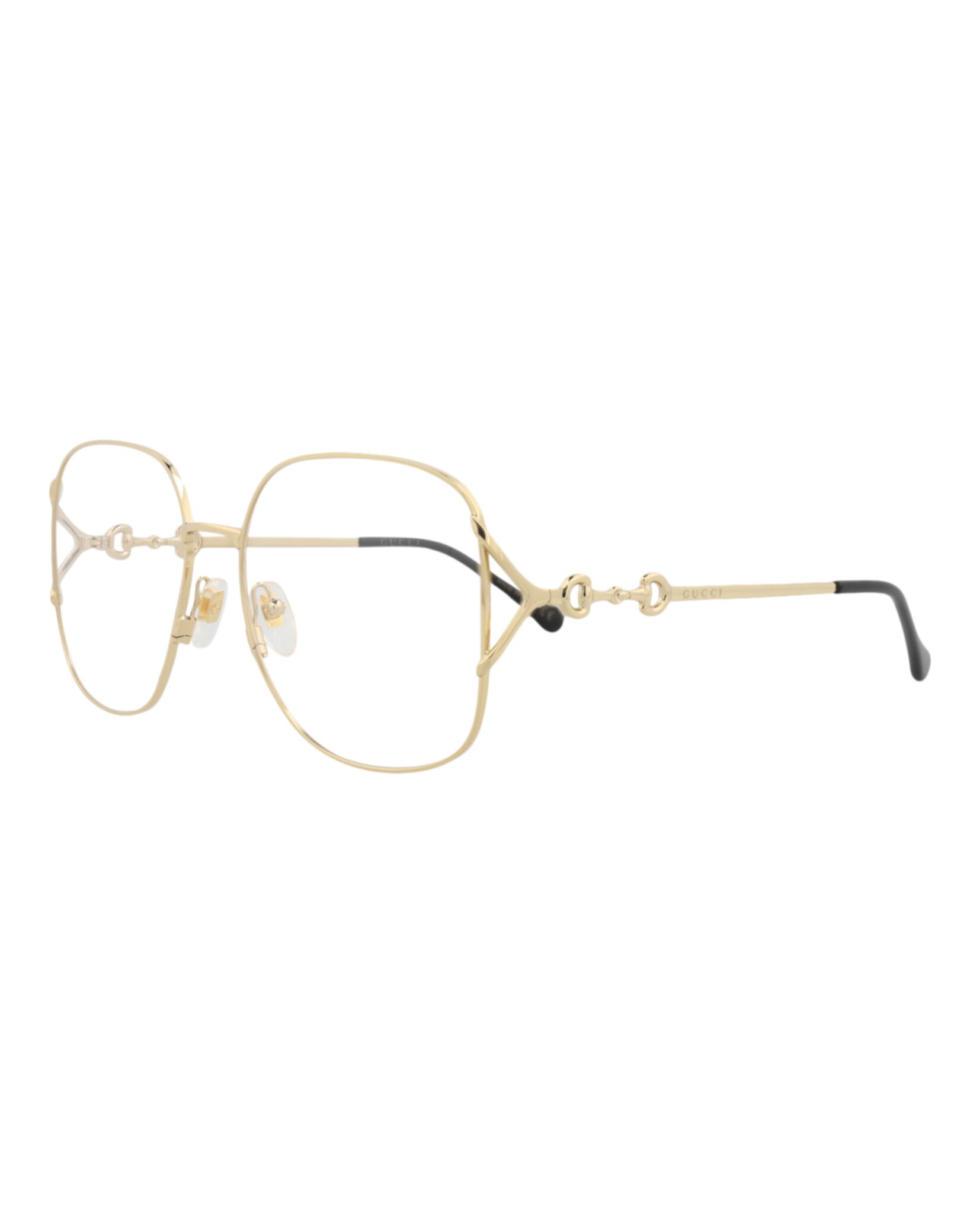 Gucci Gucci Womens Square/Rectangle Gold Gold Transparent Fashion Designer Eyewear