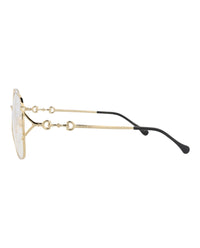 Gucci Gucci Womens Square/Rectangle Gold Gold Transparent Fashion Designer Eyewear