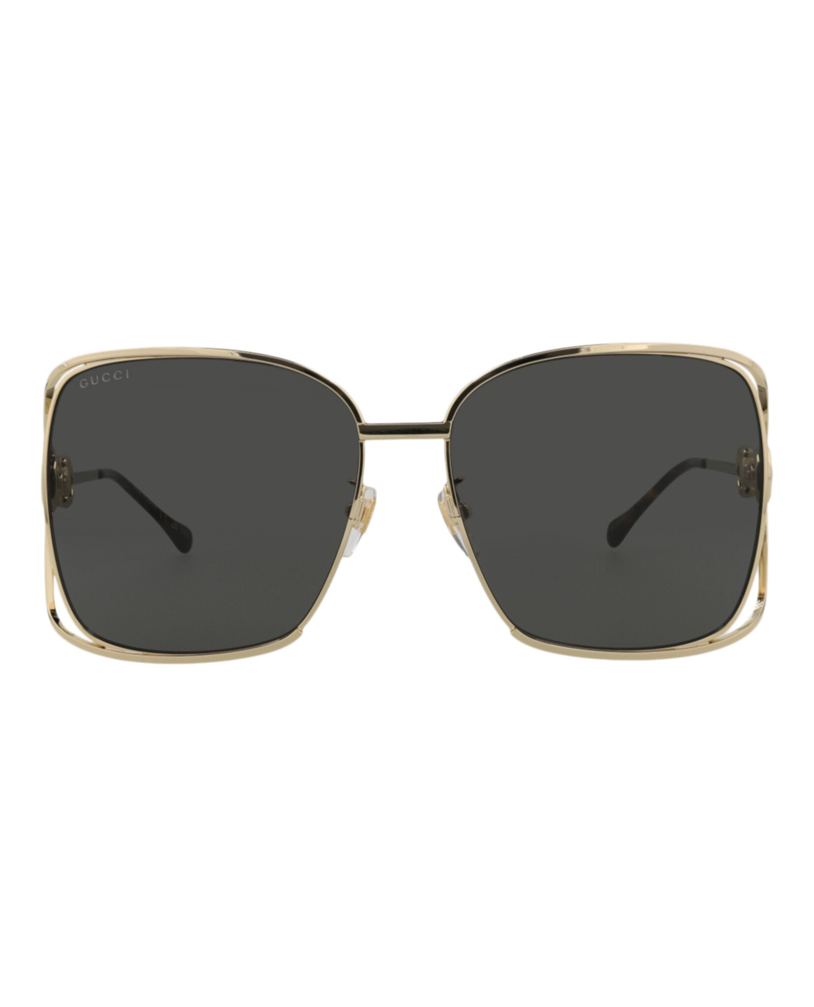 Gucci Gucci Womens Square/Rectangle Gold Gold Grey Fashion Designer Eyewear