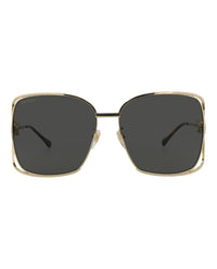 Gucci Gucci Womens Square/Rectangle Gold Gold Grey Fashion Designer Eyewear