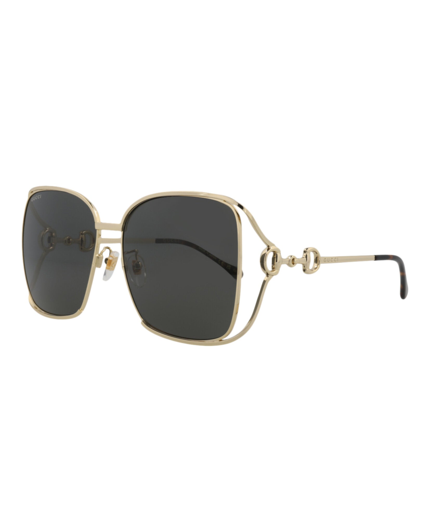 Gucci Gucci Womens Square/Rectangle Gold Gold Grey Fashion Designer Eyewear