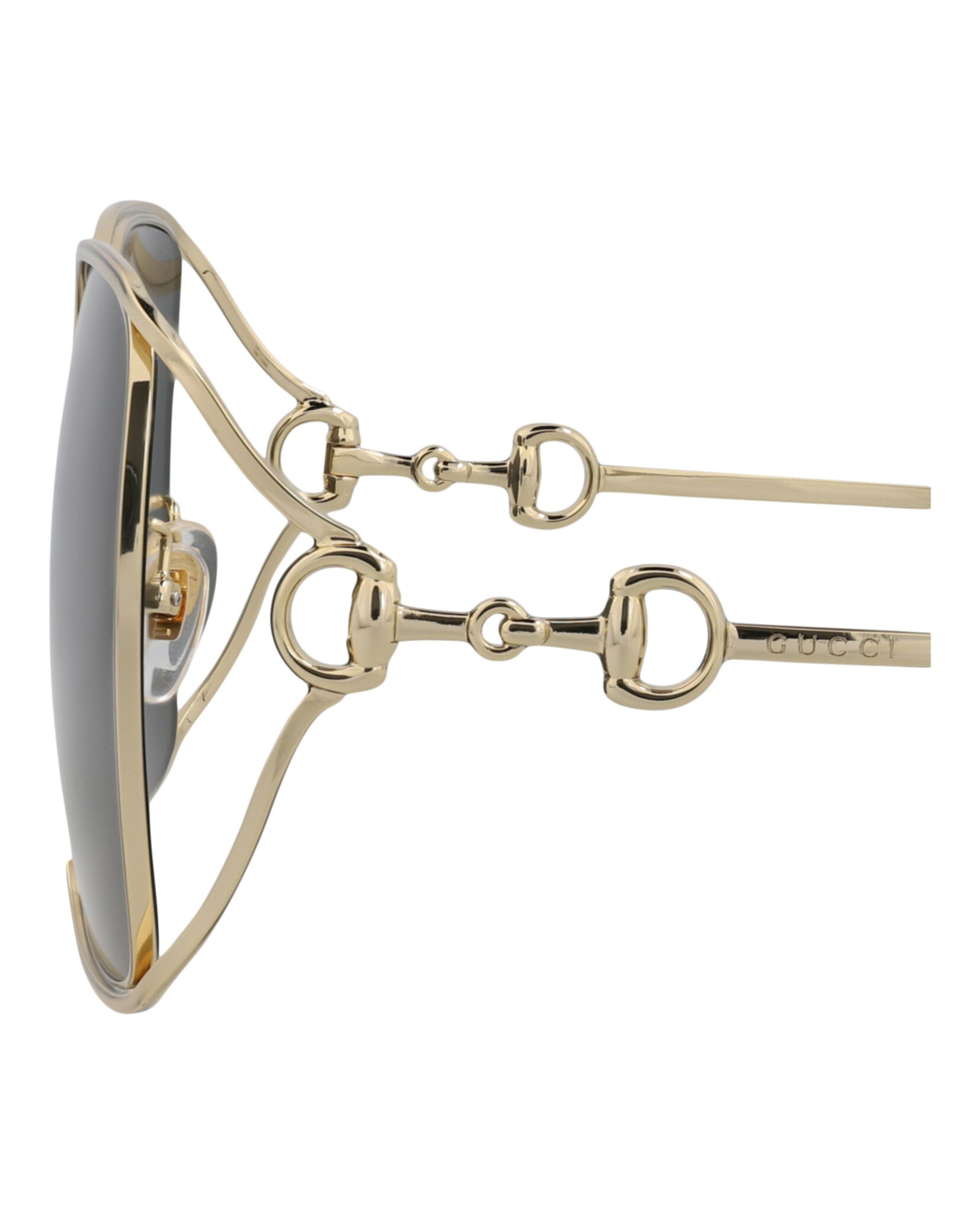 Gucci Gucci Womens Square/Rectangle Gold Gold Grey Fashion Designer Eyewear