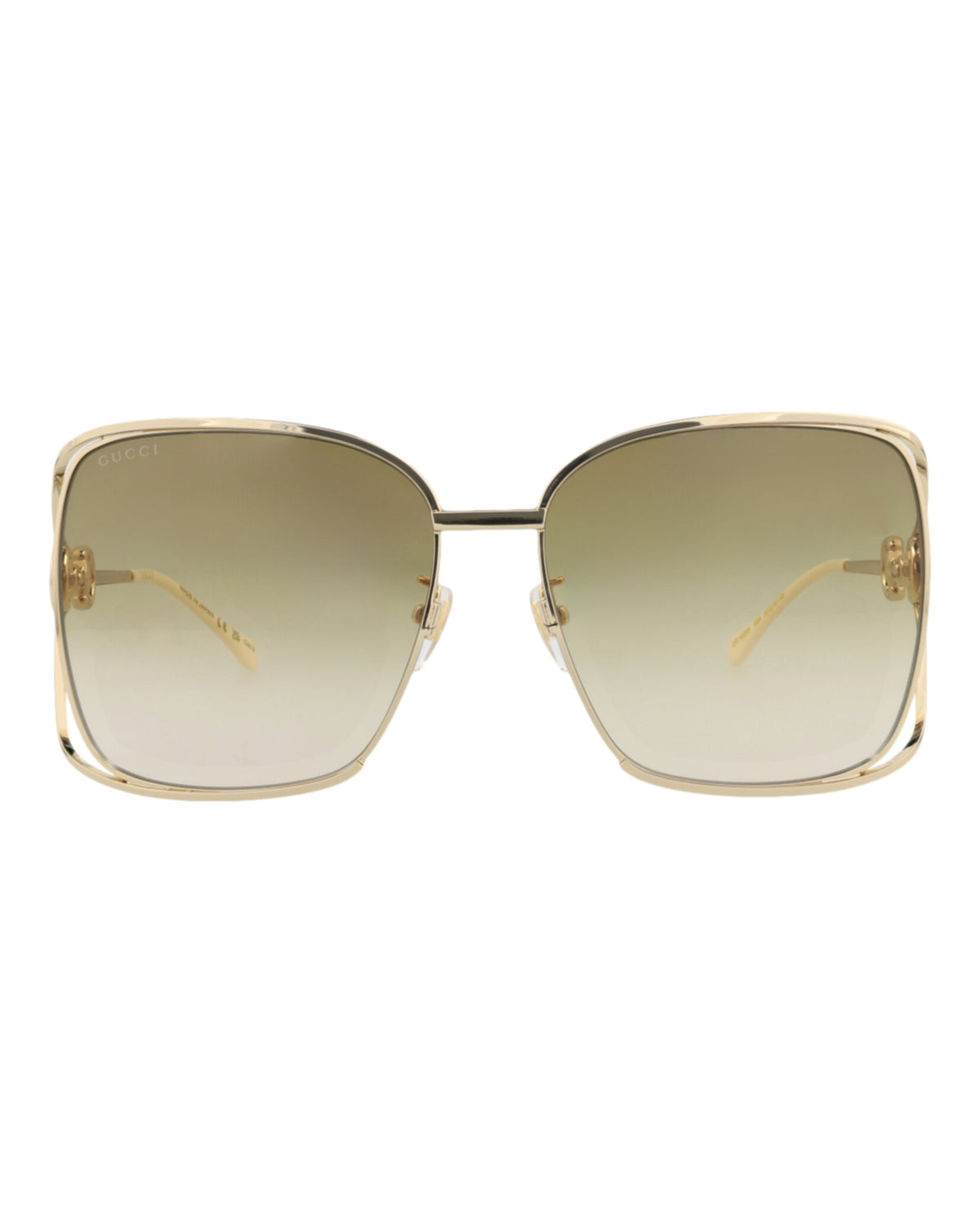 Gucci Womens Square/Rectangle Gold Gold Brown Fashion Designer Eyewear