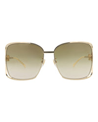 Gucci Womens Square/Rectangle Gold Gold Brown Fashion Designer Eyewear