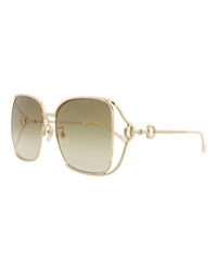 Gucci Womens Square/Rectangle Gold Gold Brown Fashion Designer Eyewear