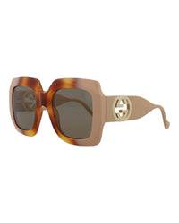 Gucci Gucci Womens Square/Rectangle Havana Ivory Brown Fashion Designer Eyewear