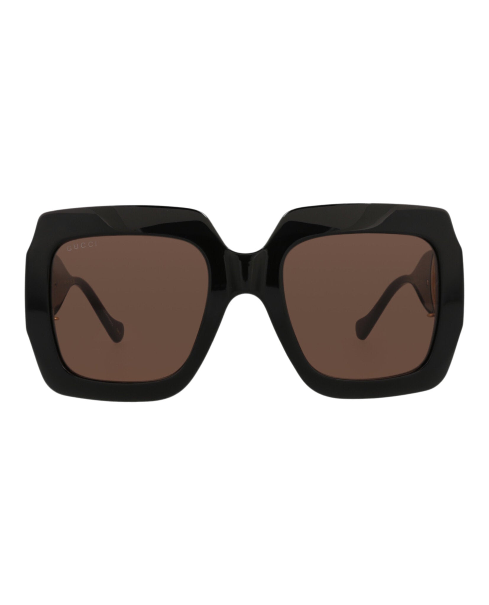 Gucci Womens Square/Rectangle Black Black Brown Fashion Designer Eyewear