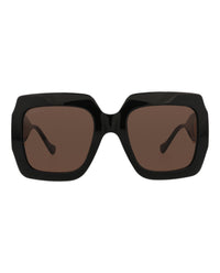 Gucci Womens Square/Rectangle Black Black Brown Fashion Designer Eyewear