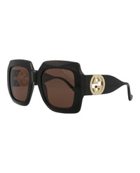 Gucci Womens Square/Rectangle Black Black Brown Fashion Designer Eyewear