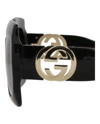 Gucci Womens Square/Rectangle Black Black Brown Fashion Designer Eyewear
