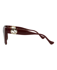 Gucci Womens Square/Rectangle Havana Burgundy Brown Fashion Designer Eyewear