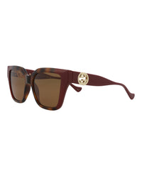 Gucci Womens Square/Rectangle Havana Burgundy Brown Fashion Designer Eyewear