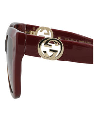 Gucci Womens Square/Rectangle Havana Burgundy Brown Fashion Designer Eyewear