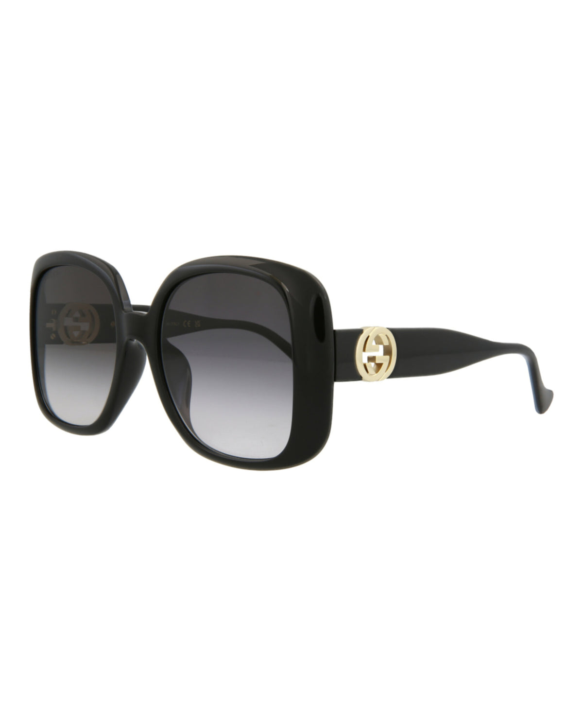 Gucci Womens Square/Rectangle Black Black Grey Fashion Designer Eyewear