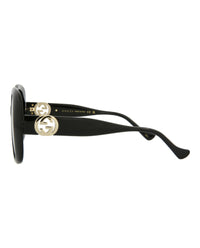 Gucci Womens Square/Rectangle Black Black Grey Fashion Designer Eyewear