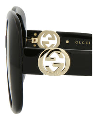 Gucci Womens Square/Rectangle Black Black Grey Fashion Designer Eyewear