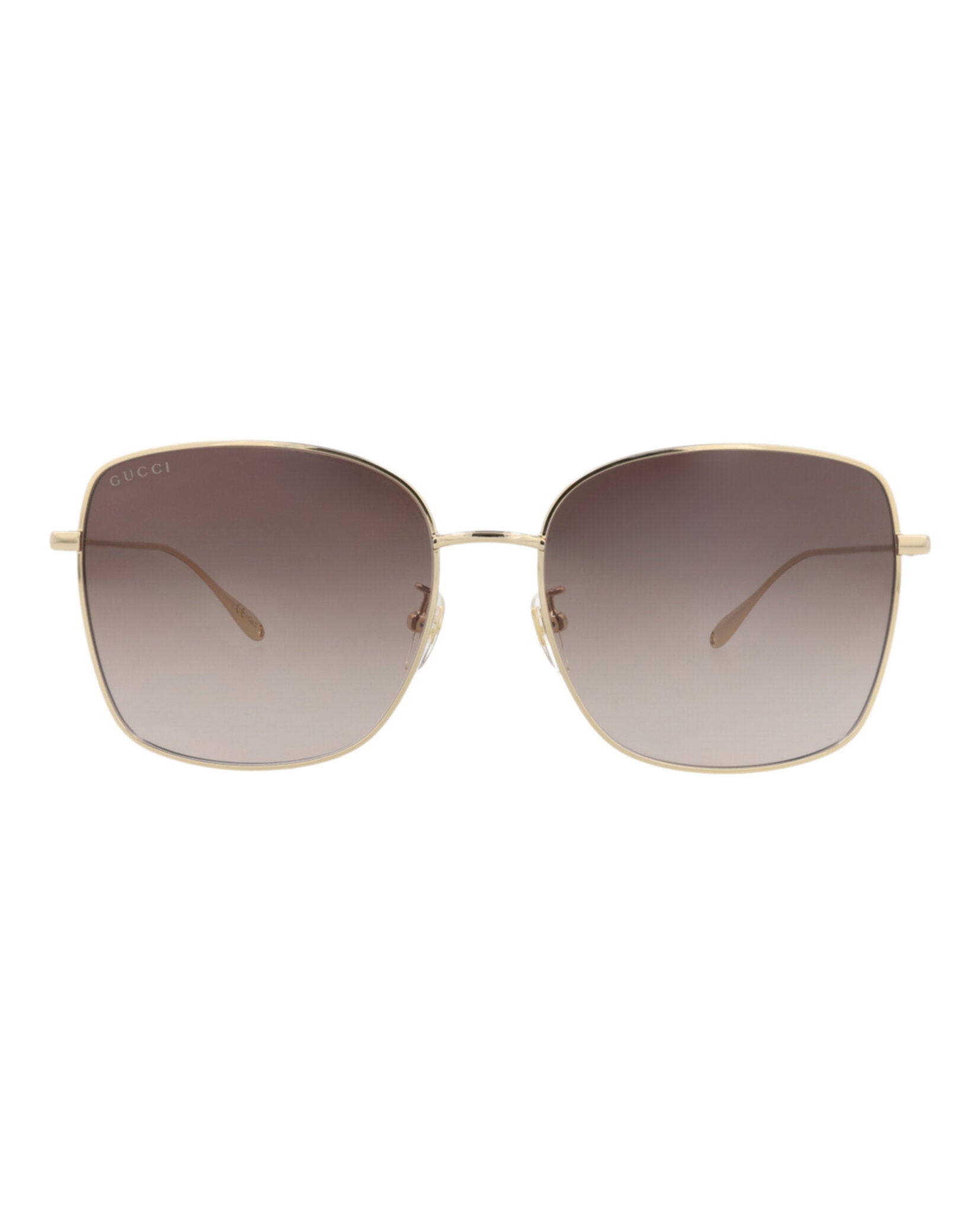Gucci Gucci Womens Square/Rectangle Gold Gold Brown Fashion Designer Eyewear