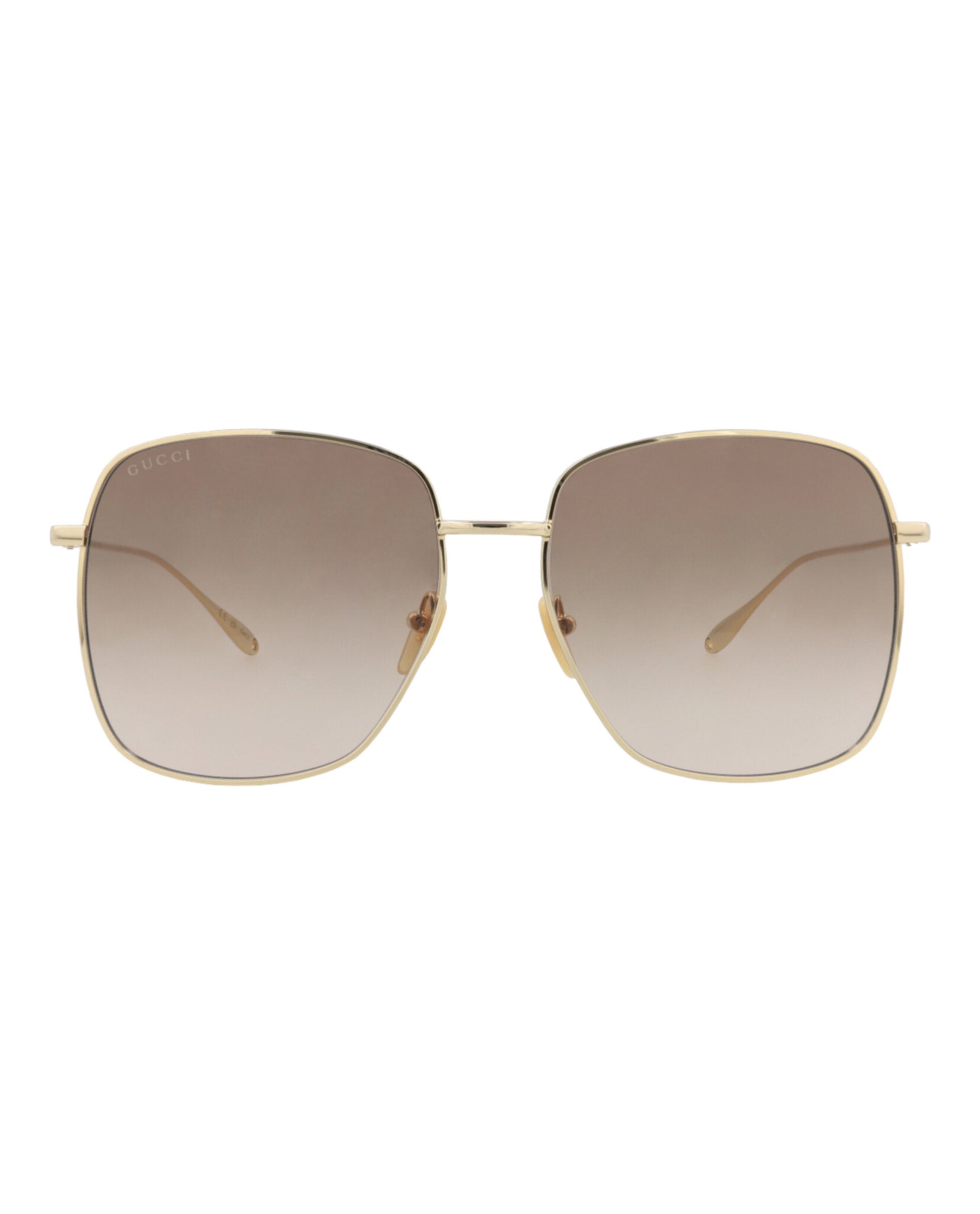 Gucci Womens Square/Rectangle Gold Gold Brown Fashion Designer Eyewear