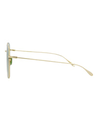 Gucci Womens Square/Rectangle Gold Gold Green Fashion Designer Eyewear